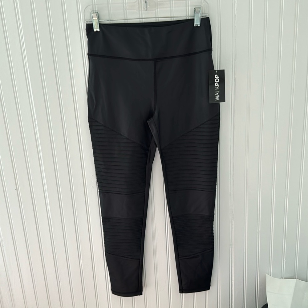 Walk Pop Black, Ribbed Leggings Medium